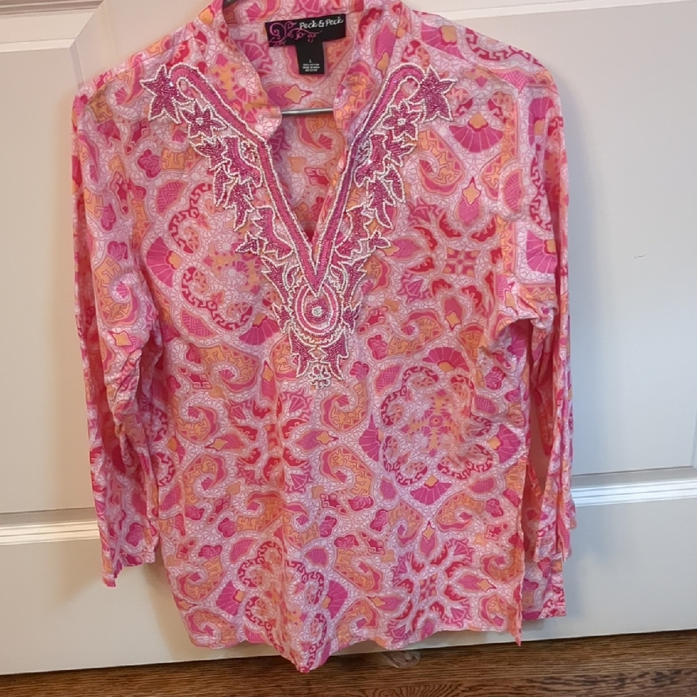 Peck And Peck Beaded Tunic